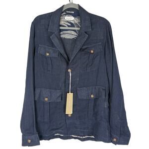 Guglielminotti Linen Shirt Button Front Long Sleeve Pockets Utility Lighweight M